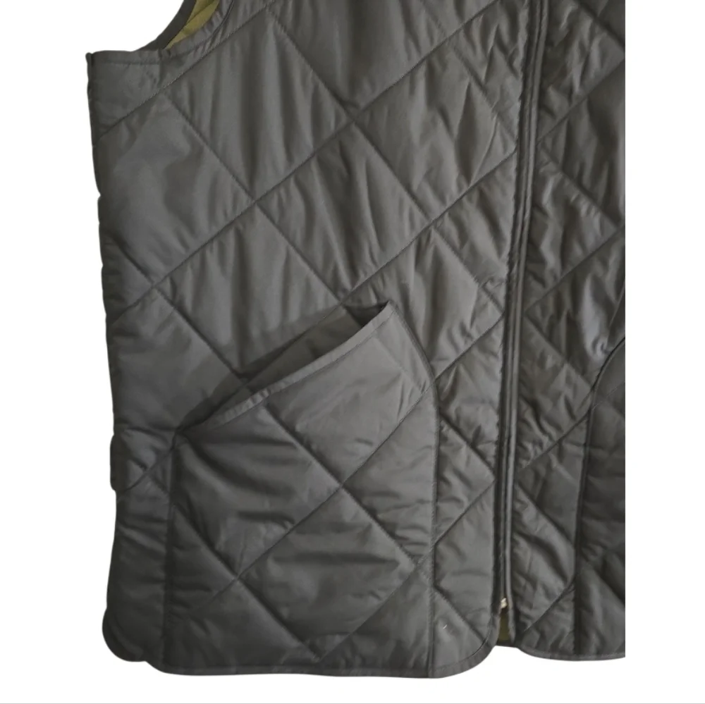 J. Crew Walker Quilted Navy Vest Men's Large Front Zip Pockets Adjustable Back